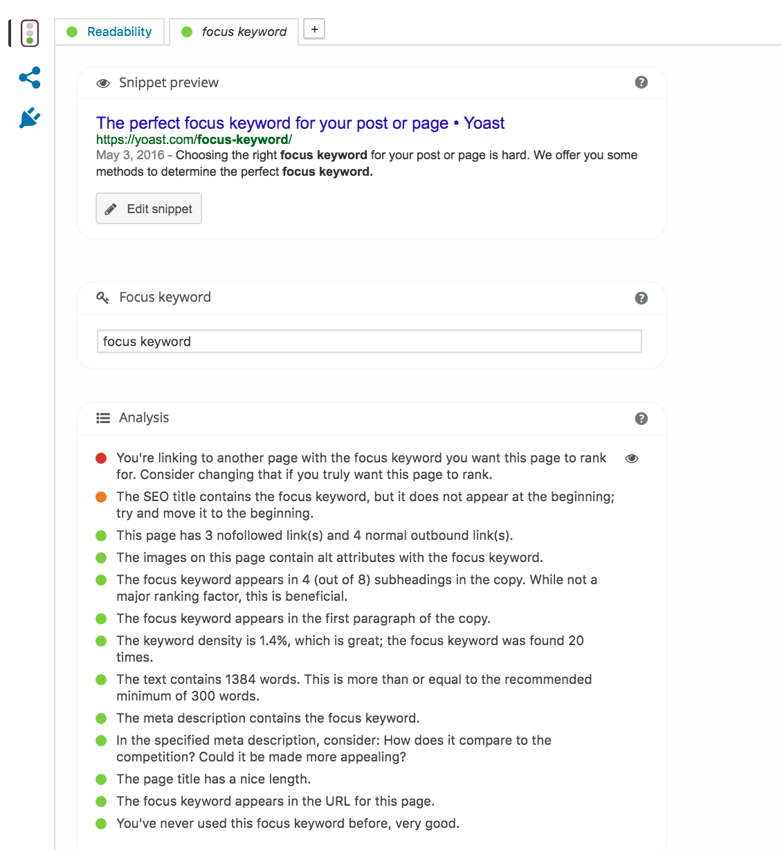 content analysis in yoast seo