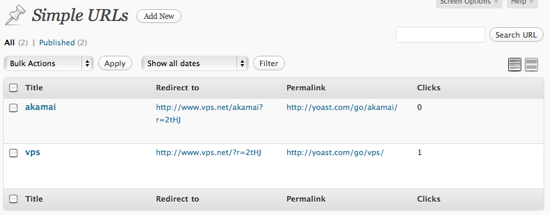 Simple URL's overview and click statistics Simple URL's overview and click statistics
