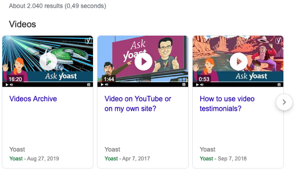 Google video carousel