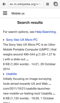 Mobile UX search on Wikipedia
