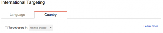 Google Webmaster Tools: International Targeting