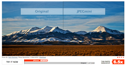 Screenshot of an image, half normal and half optimized by JPEGMini showing no difference in visual quality Image SEO: Optimize image file size using JPEGMini