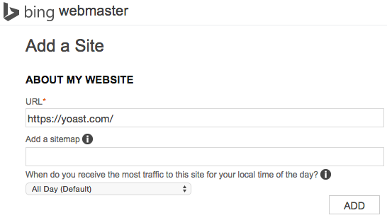 Bing Webmaster Tools - Add your site and sitemap