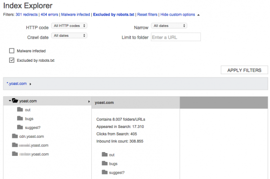 Bing Webmaster Tools: Index Explorer, robots.txt