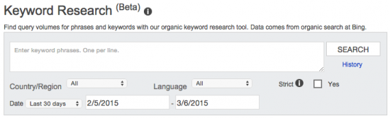 Bing Webmaster Tools: Keyword Research