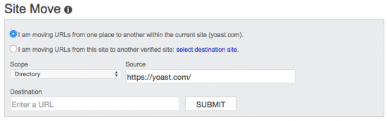 Bing Webmaster Tools: Site Move