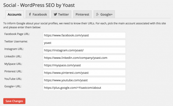 Social Profiles tab in WordPress SEO 2.0