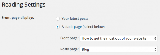WordPress > Settings > Reading