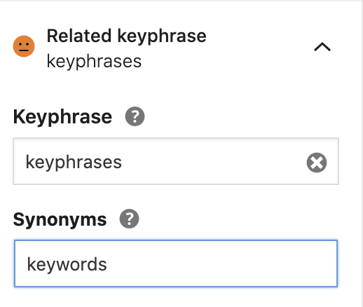 Synonyms Related Keyphrase Word Forms Yoast