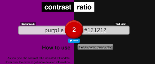 Accessibility tools: contrast ratio calculation