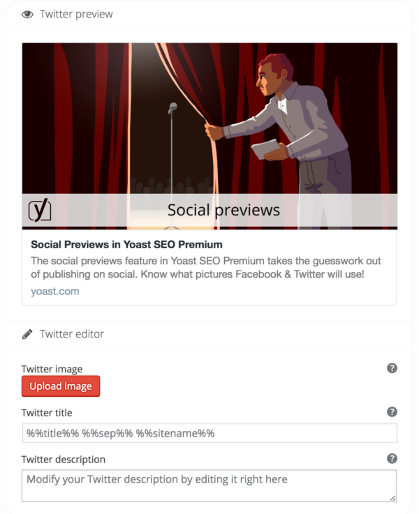 Twitter social preview with edit fields