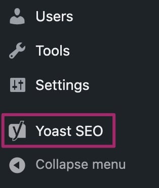 Screenshot of the "Yoast SEO" menu item.