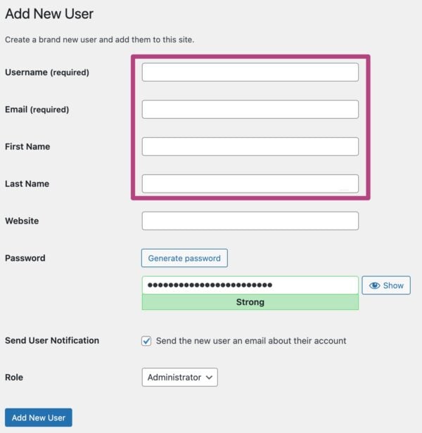 how to add admin user in wordpress