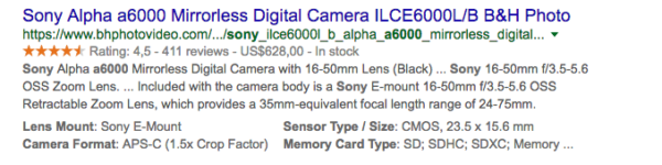 Rich snippets products