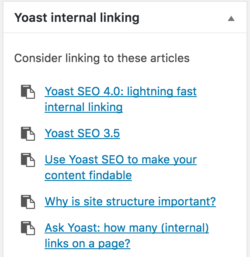 Yoast internal linking tool