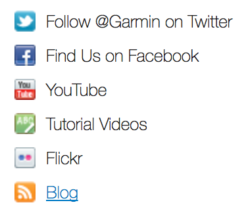 Contact page examples: social at Garmin