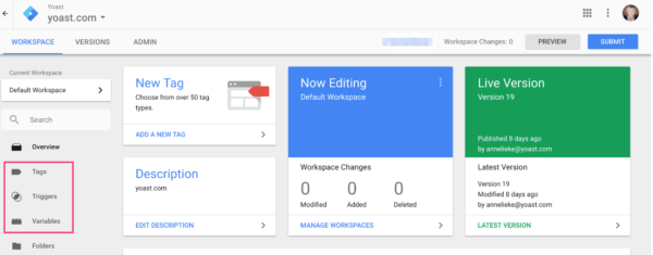 google tag manager structured data workspace