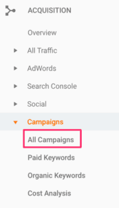 Where to find custom campaigns in Google Analytics