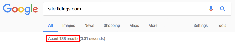 number of results in search