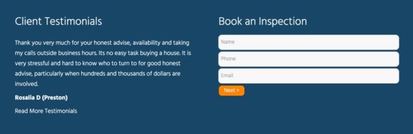 Call to action on the inspection website