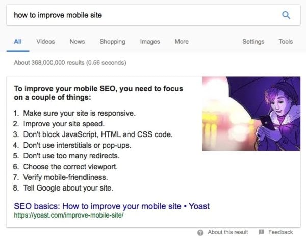 What are the featured snippets
