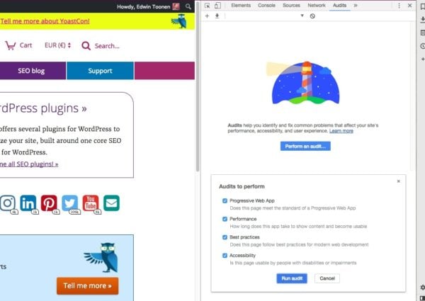 yoast lighthouse devtools audits