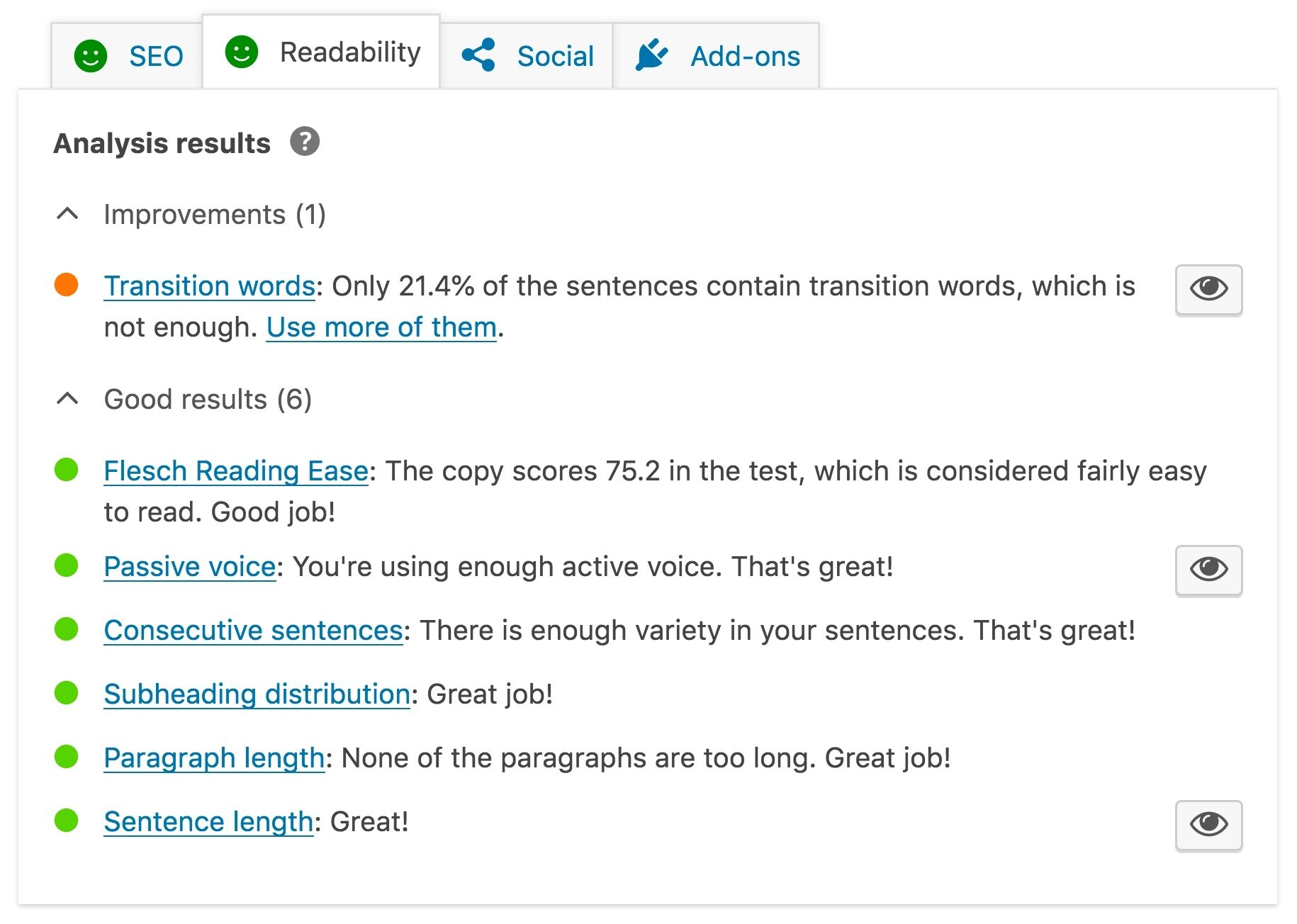 The readability checks in Yoast sEO