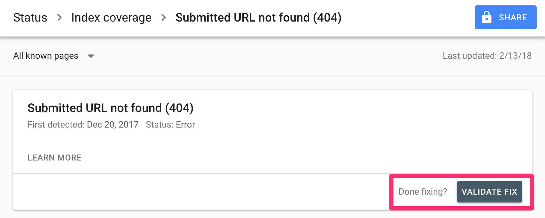 Submitted URL not found (404)