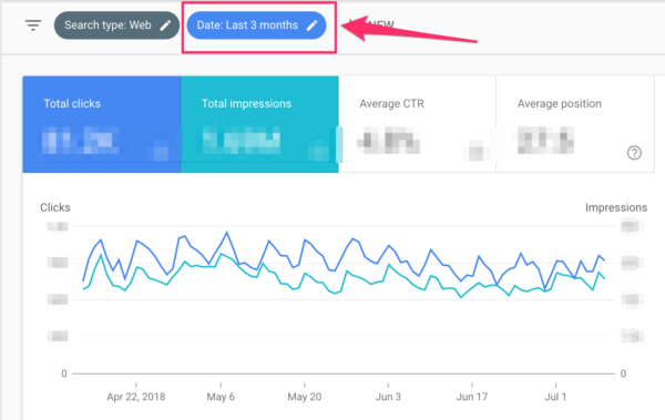 Changing date in Google Search Console