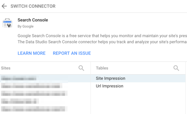 connect Google Search Console with Google Data Studio