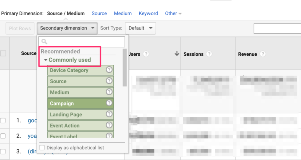 Secondary Dimension in Google Analytics