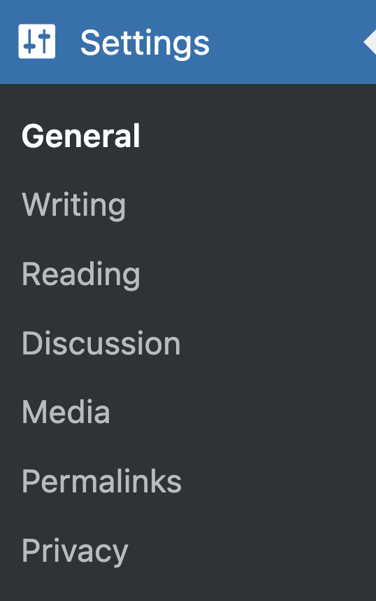 a screenshot of the settings menu item with the general settings item