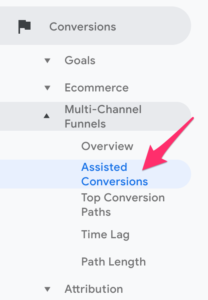 Assisted Conversions tab Google Analytics