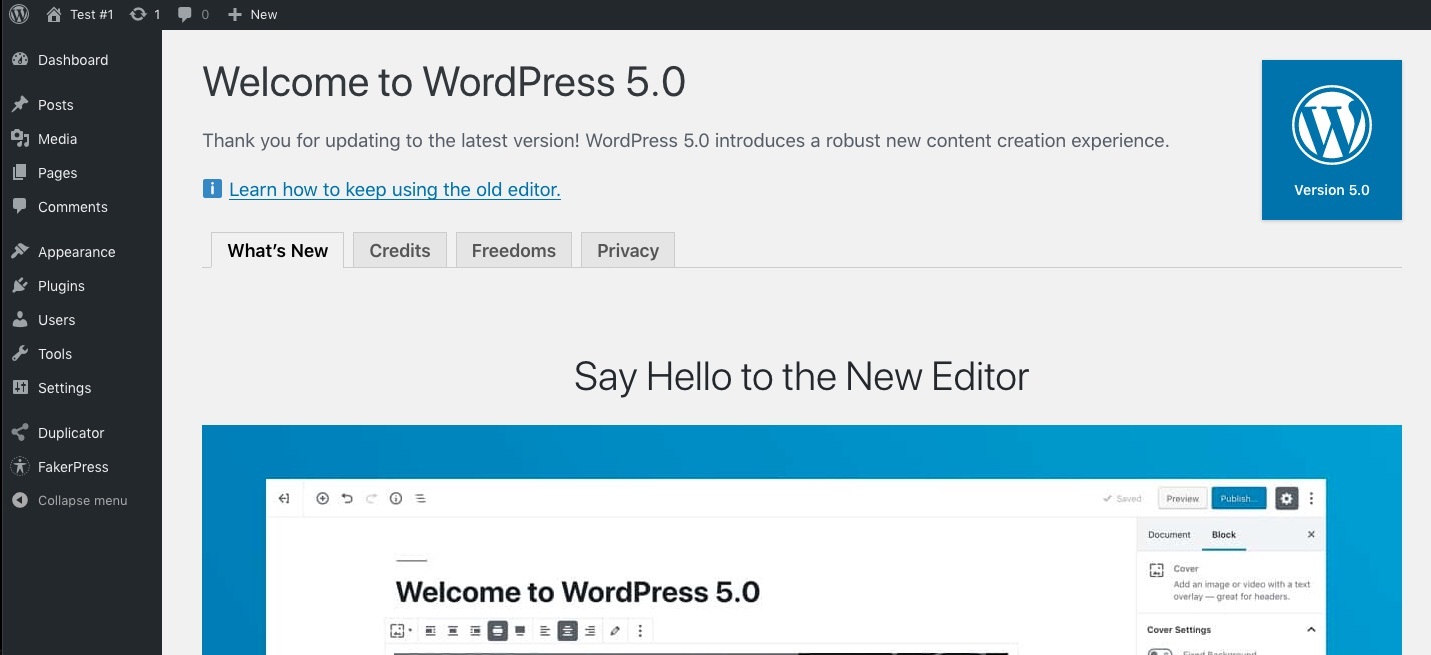 Köszöntöm a WordPress 5.0-t