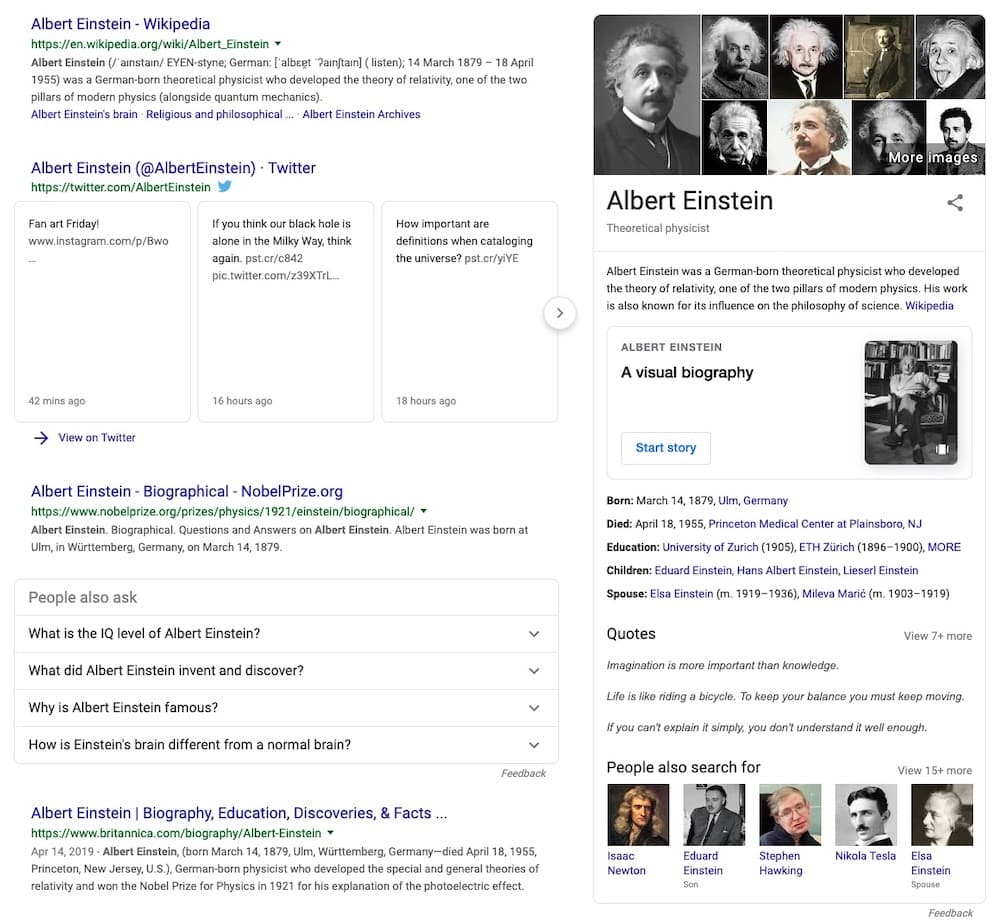 This Knowledge Graph Card gives you all the facts about Albert Einstein