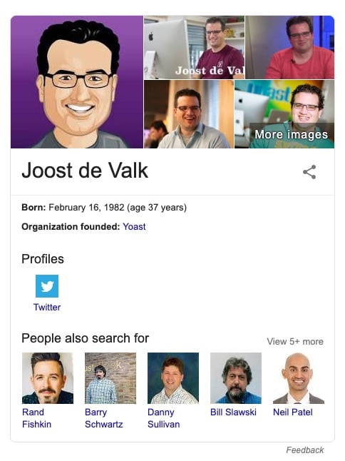 The personal Knowledge panel of Joost de Valk