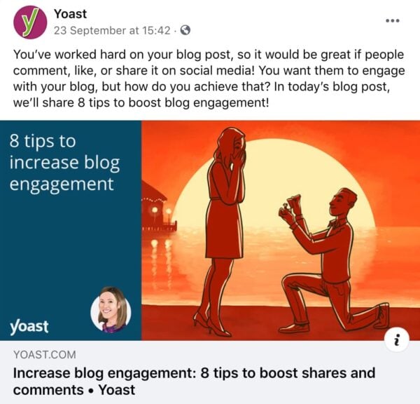 example of a facebook post with yoast seo