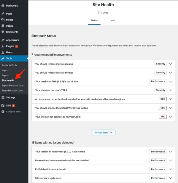 WordPress Site Health: What is it and where to find it? • Yoast