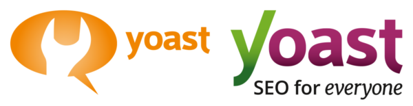 Imagem do logotipo antigo do Yoast e do logotipo atual do Yoast.