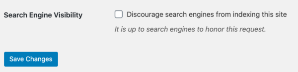 discourage search engines check box