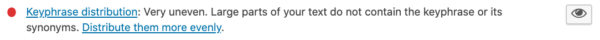 Example of a red bullet for keyphrase distribution in the Yoast SEO plugin