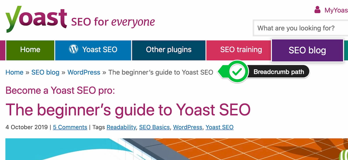 Guide users and search engines with breadcrumbs • Yoast