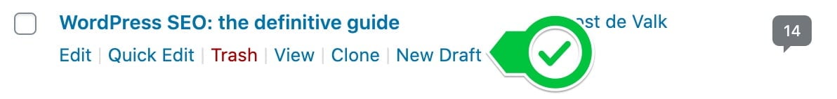 clone new draft button yoast duplicate post plugin