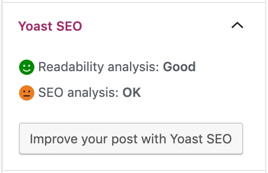 readability and seo analysis in document sidebar