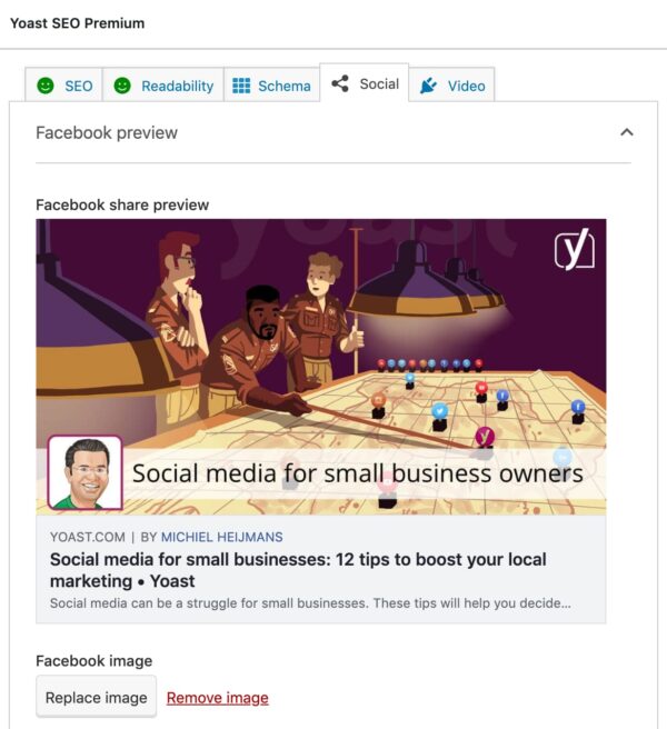 social media preview in yoast seo premium