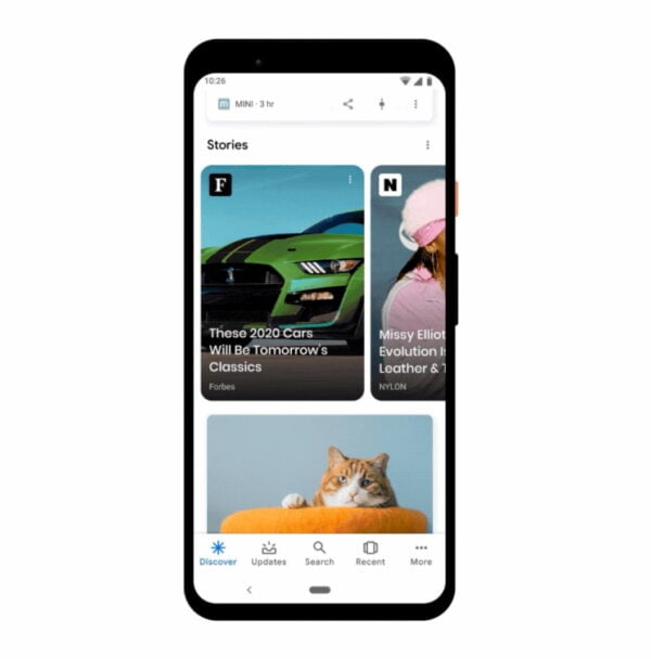 an iphone showing web stories in google discover