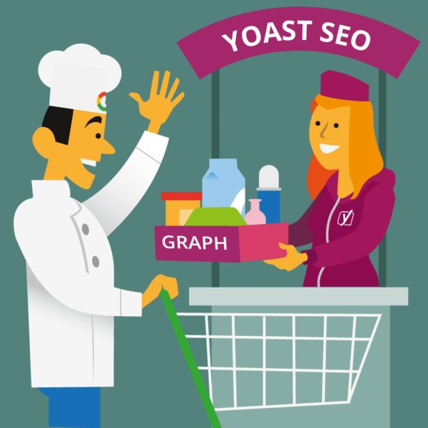 Cook gets a box of 'graph' ingredients by a Yoast employee
