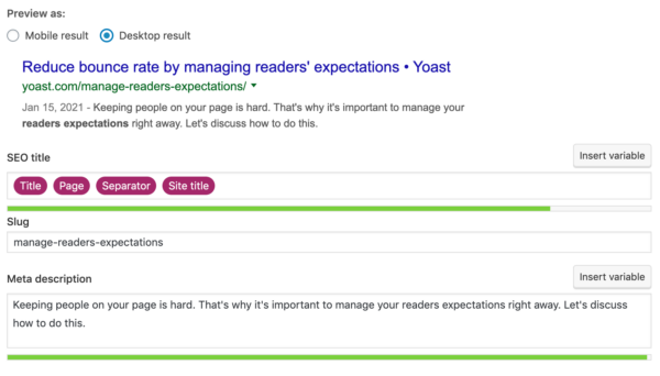 edit your meta description in Yoast SEO