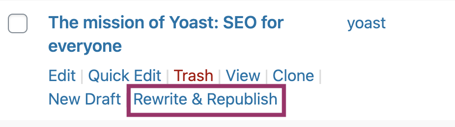 update content with the Yoast Rewrite & Republish tool