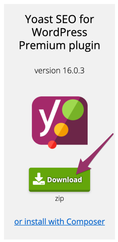 Screenshot of the Yoast SEO Premium download button in My Yoast